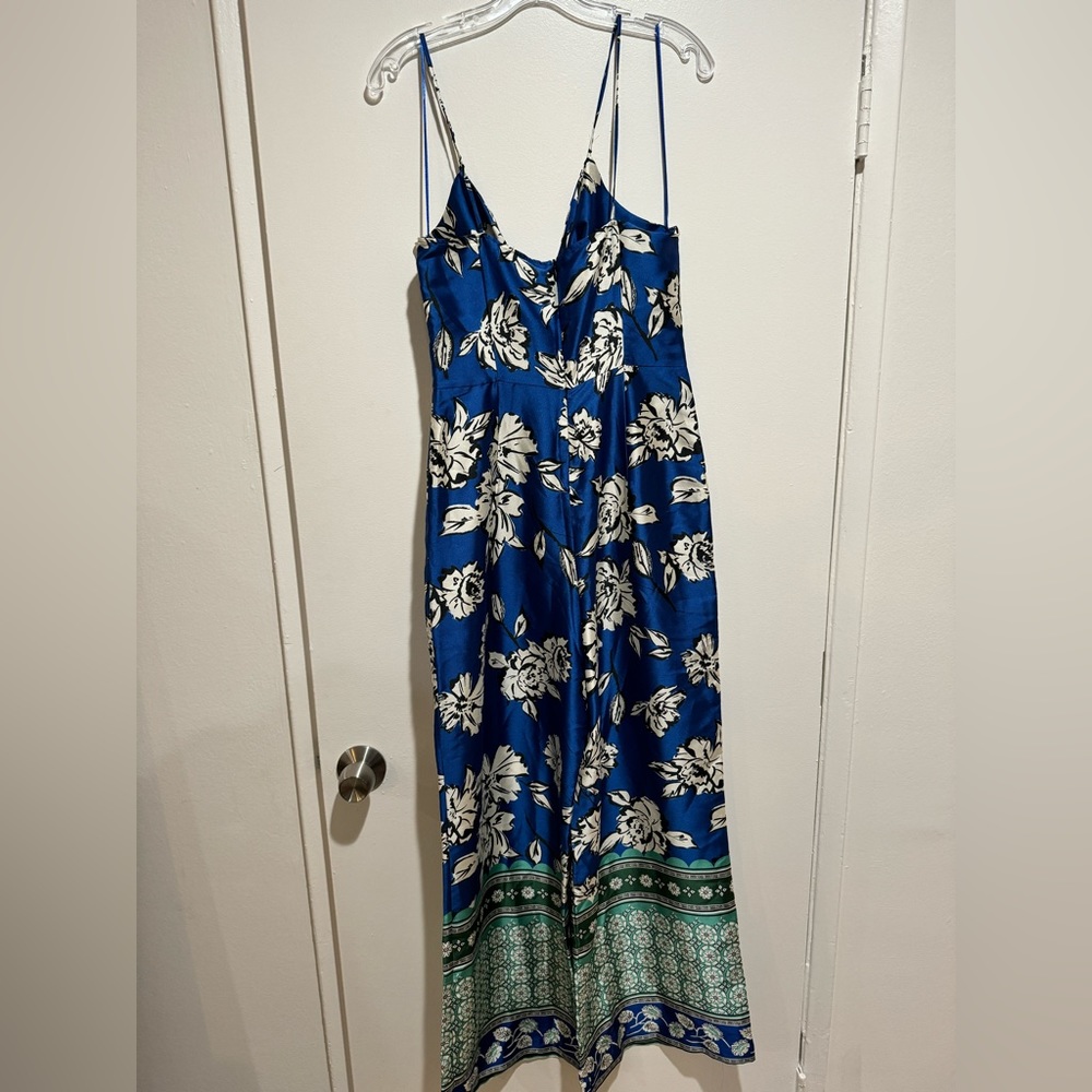Zara Blue Floral Tie Bust Jumpsuit - Picture 8 of 9